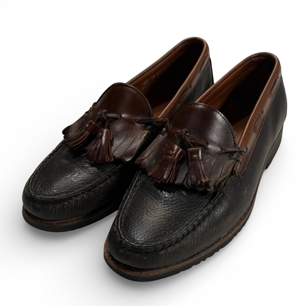 Allen Edmonds Nashua Men 8.5 D Pebbled‎ Leather Kiltie Tassel Loafers Brown